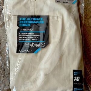 Savane SZ 44 x 28 Pleated Front Cloud Dream Straight Fit Chino Pants New